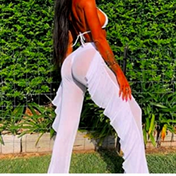 roses_garden Other - Sexy Sheer Mesh Ruffle Coverup  Pants NWT